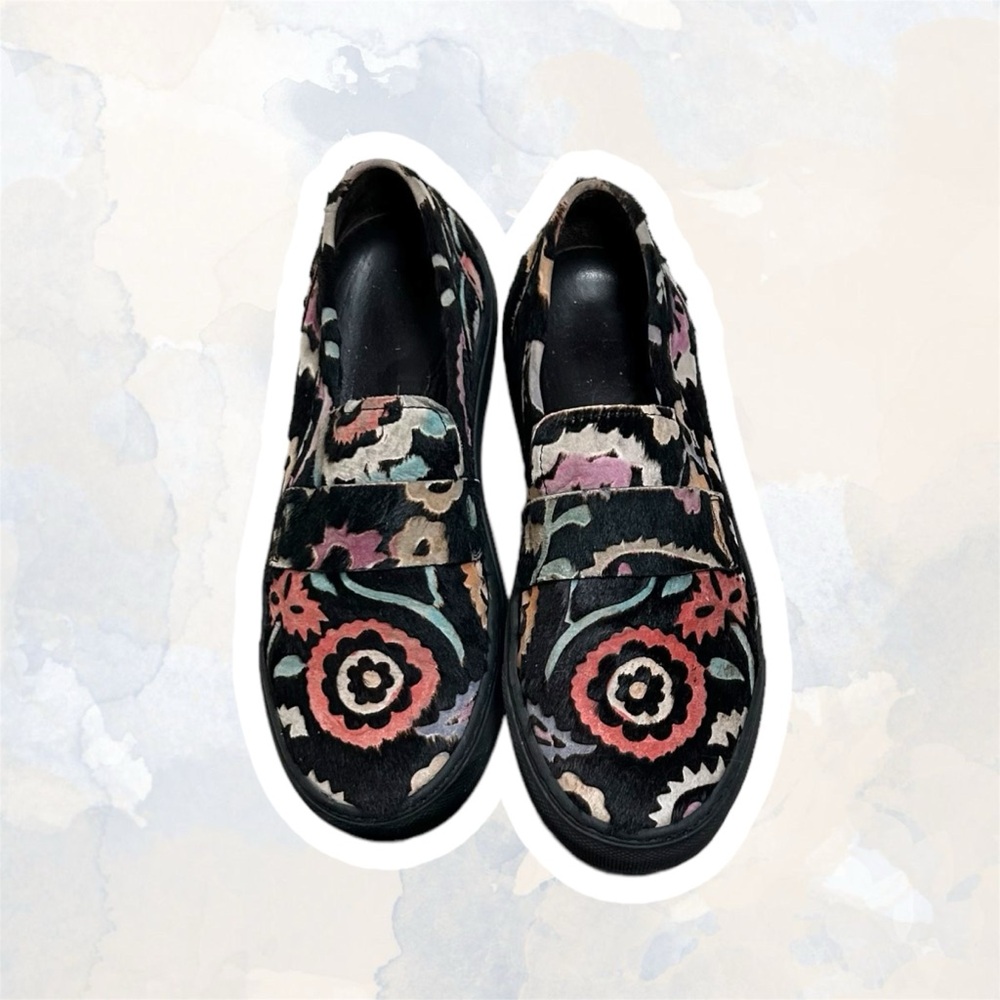 Funky Print Leather Platform Loafers